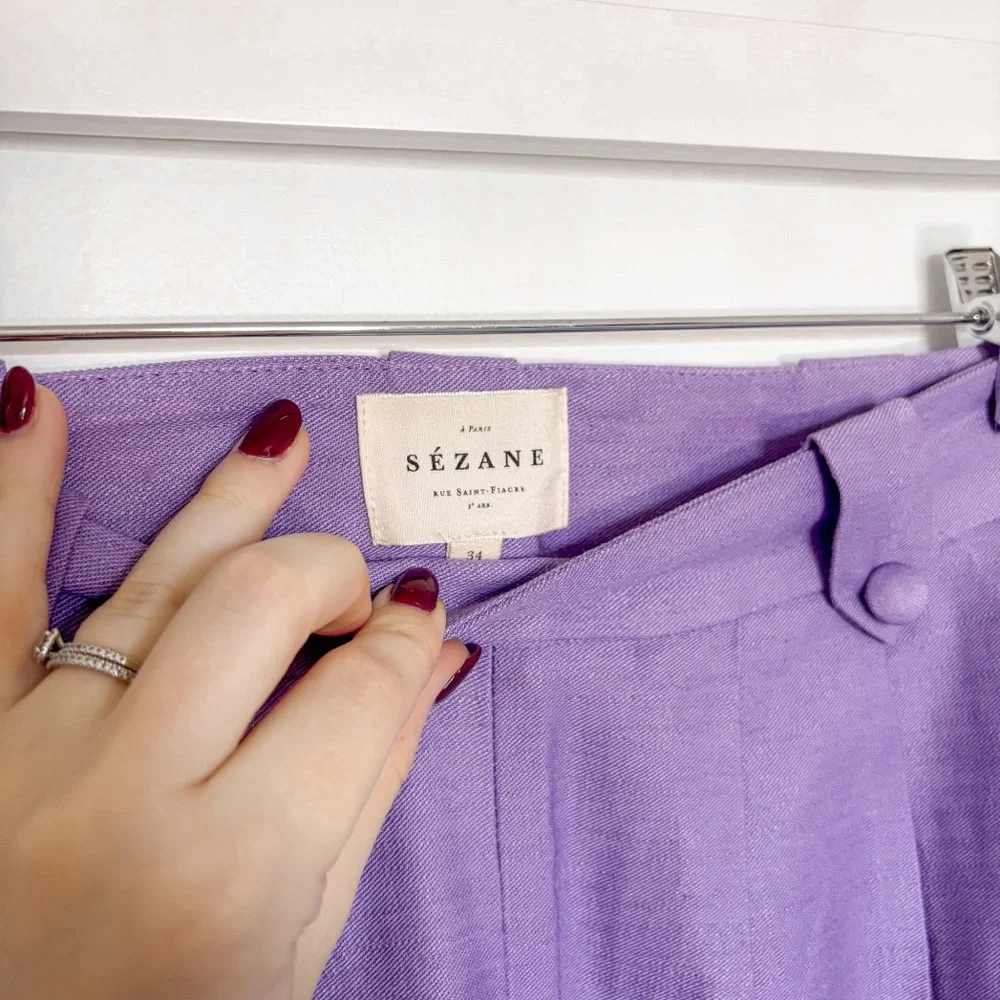 Sezane LouLou Trousers Lavender Linen